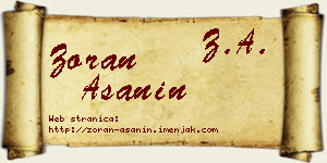 Zoran Ašanin vizit kartica